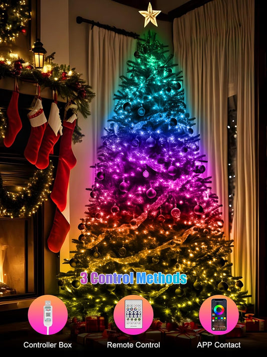 “RGBIC Bluetooth LED String Lights – USB Music Sync Dream Color Fairy Lights for Christmas Tree & Home Decor (5M / 10M / 20M)”