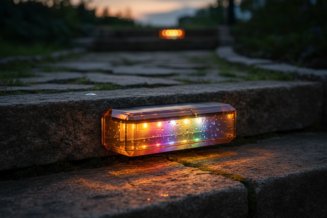 *Crystal Amber RGB Solar Step Light – Elegant Outdoor Illumination**