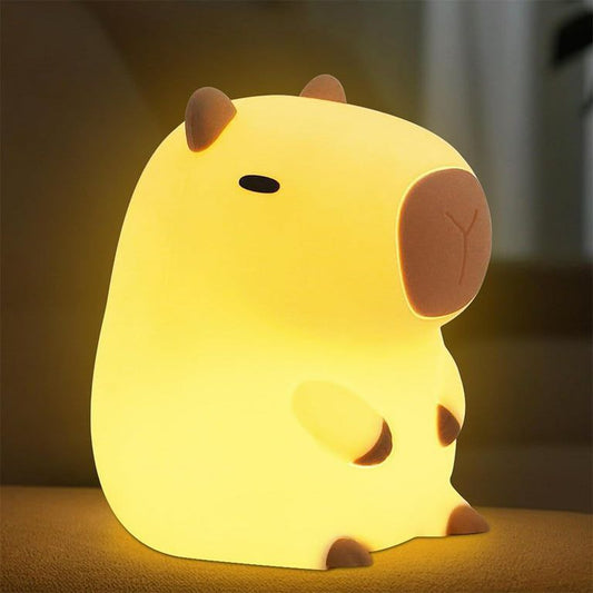 Cute Capybara Night Light – Rechargeable Silicone Touch Lamp for Kids & Home Decor