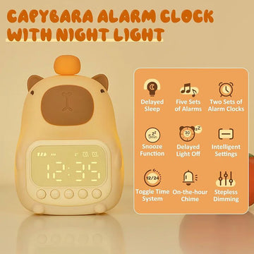 Cute Capybara LED Alarm Clock | Rechargeable Silicone Night Light