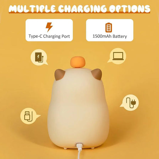 Cute Capybara LED Alarm Clock | Rechargeable Silicone Night Light